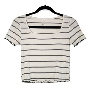 Caution to the Wing Striped Cropped Tshirt